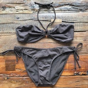 BROWN HALTER BIKINI WTH MATCHING BOTTOMS